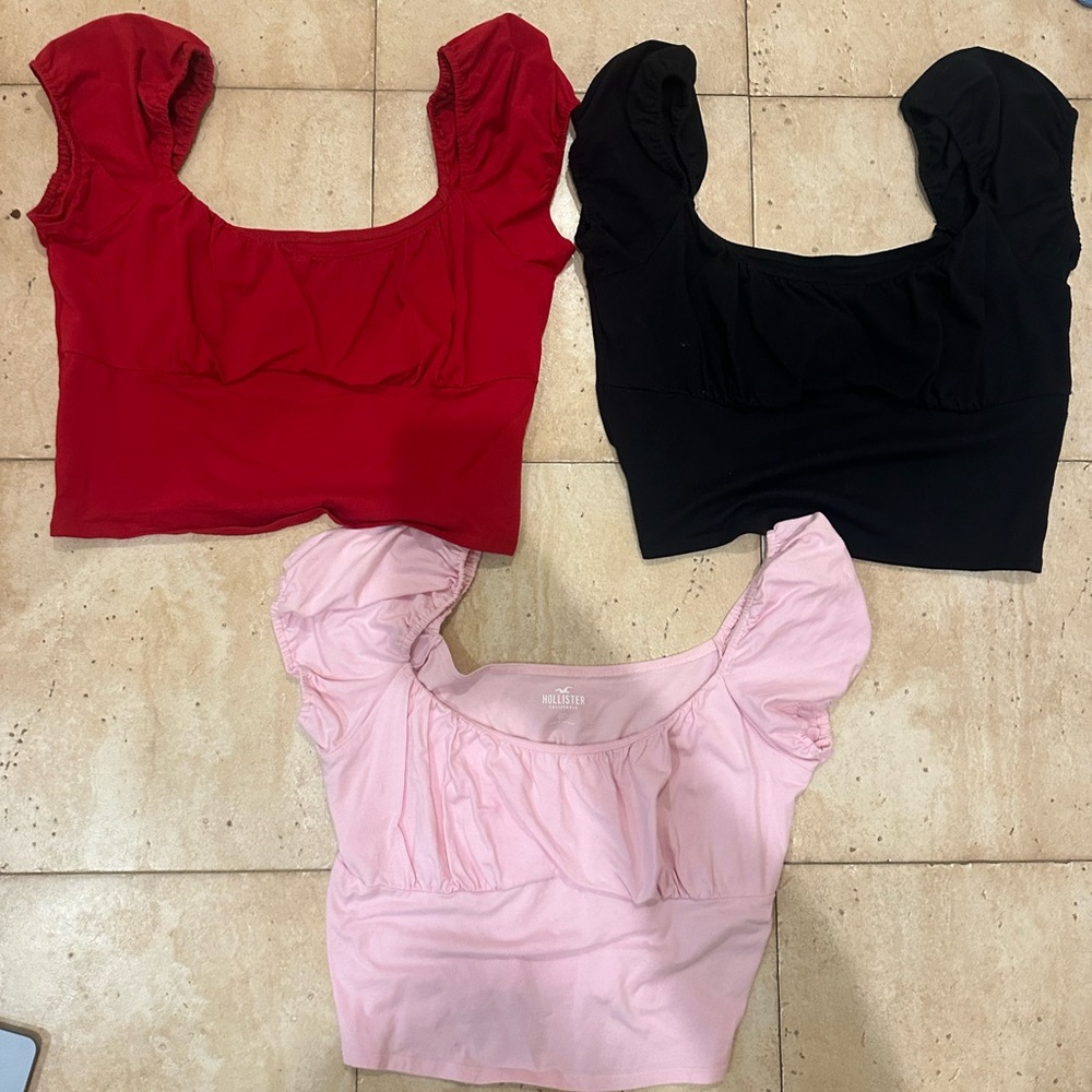 Hollister 3 pack Women's xl Tops - Red, Black, and Pink